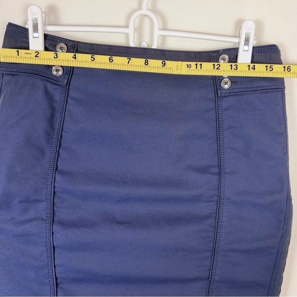 White House Black Market Perfect Form Navy Pencil Skirt Size 6 Stretch Fit Slit - Picture 6 of 11